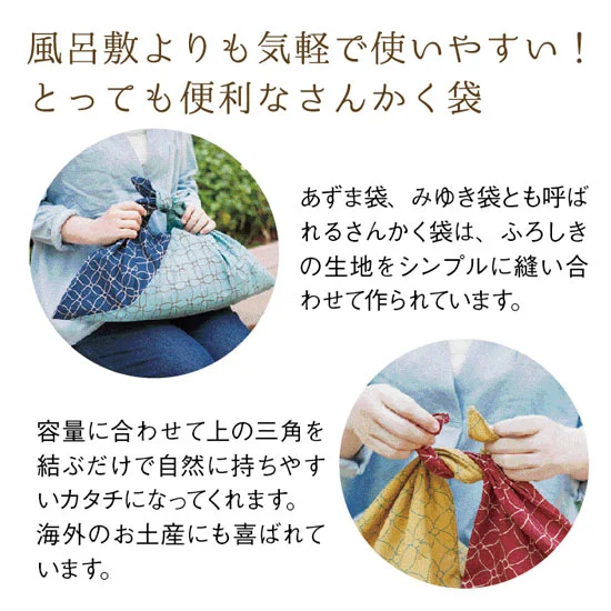 綿ドビー さんかく袋(七宝)紫/黄色の画像2