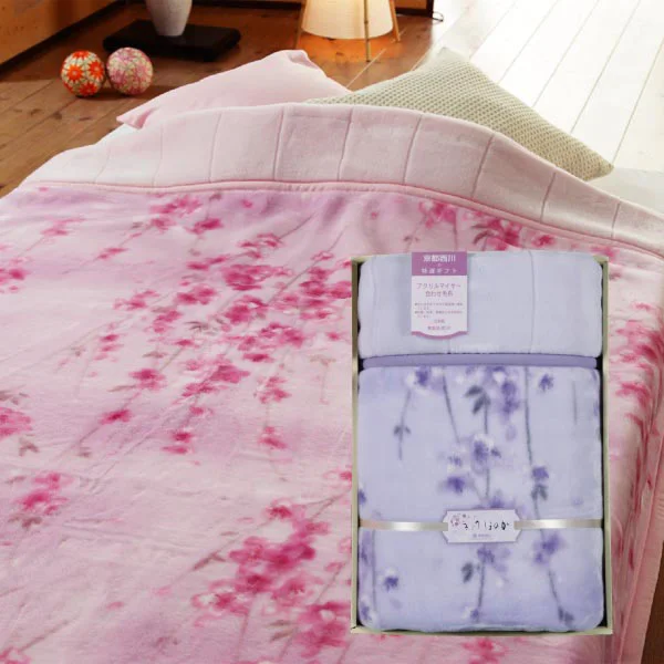 京都西川 きょうほのか アクリルマイヤー合せ毛布 パープル 11000円