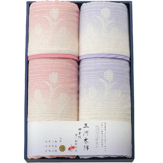 和の色彩 三河木綿 先染め四重ガーゼケット2P