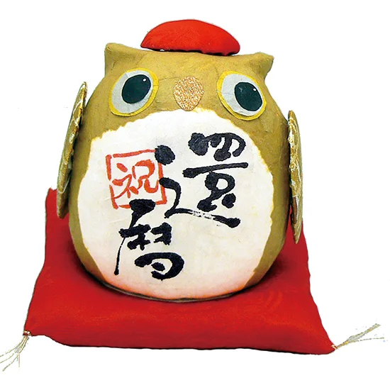 ちぎり和紙長寿の祝いふくろう 還暦