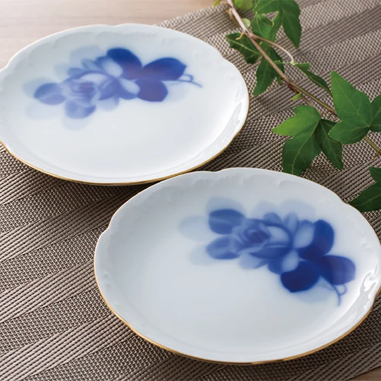 ブルーローズ銘々皿ペアセットの画像1
