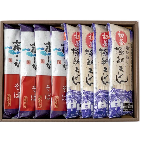 麺ひねり極細うどん・ 霧しなそばセット