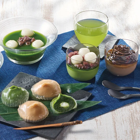 京都・東山茶寮宇治抹茶冷やしぜんざいと抹茶スイーツセット