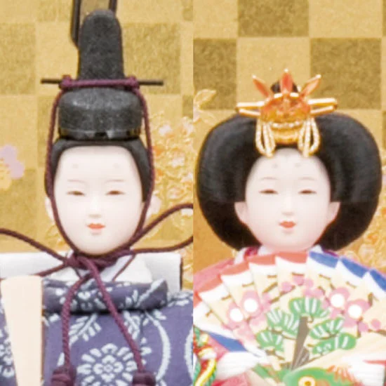 雛人形　収納式 市松花紋桜 五人飾り【25】の画像1